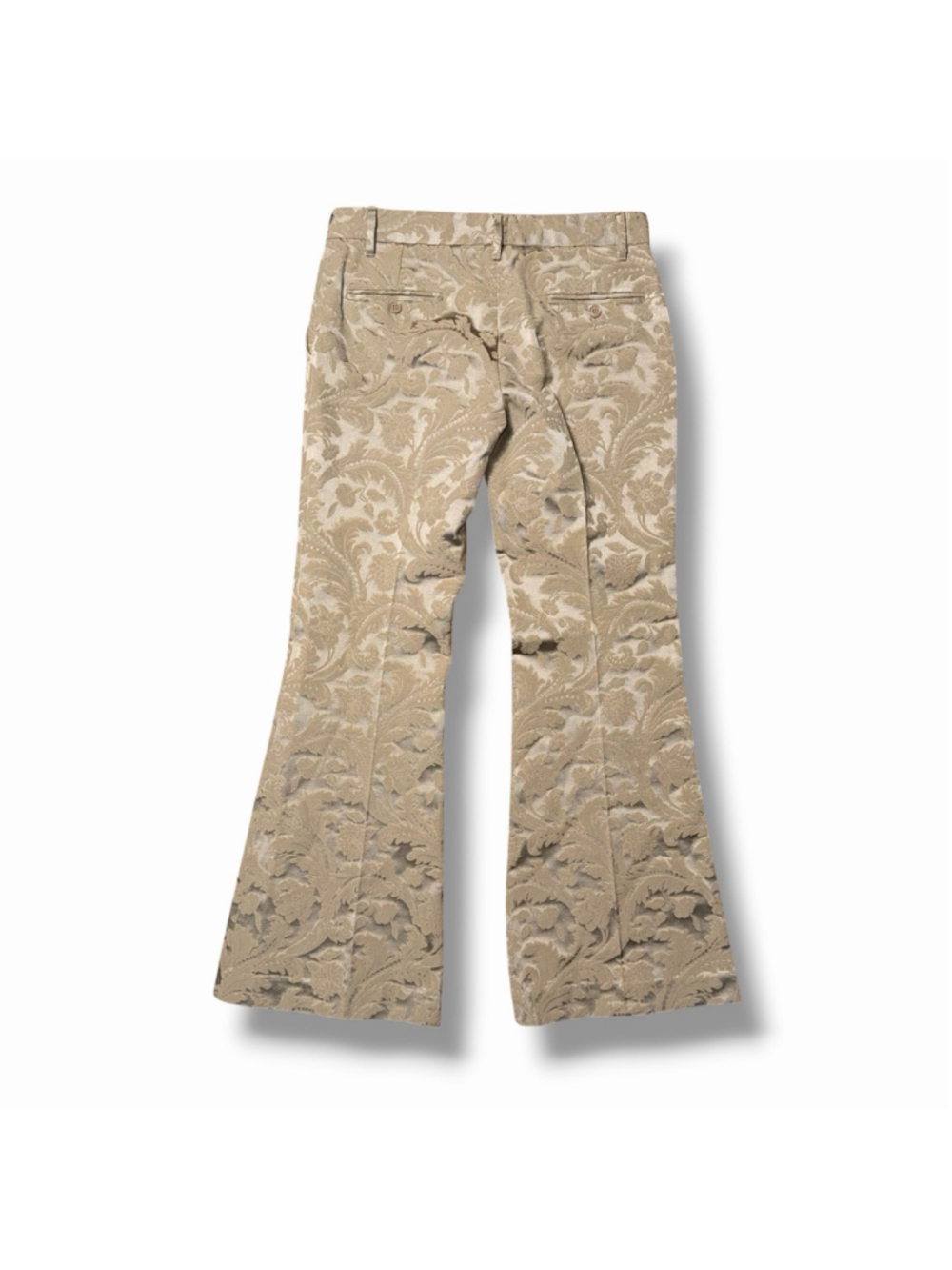 Dolce & Gabbana Womens Floral Jacquard Beige Tan Flare Pants Trousers 40/4 EUC - Picture 2 of 9